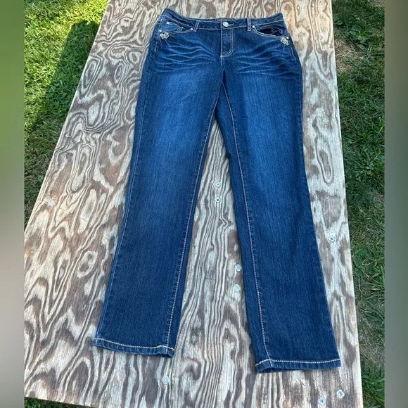 Cato premium‎ Contemporary pants Jeans size 12 rhinestones embroidered - Image 2