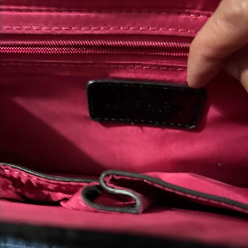 Anne Klein Black Fringe Adjustable Chain Shoulder Strap Satchel Purse Bag - Image 4