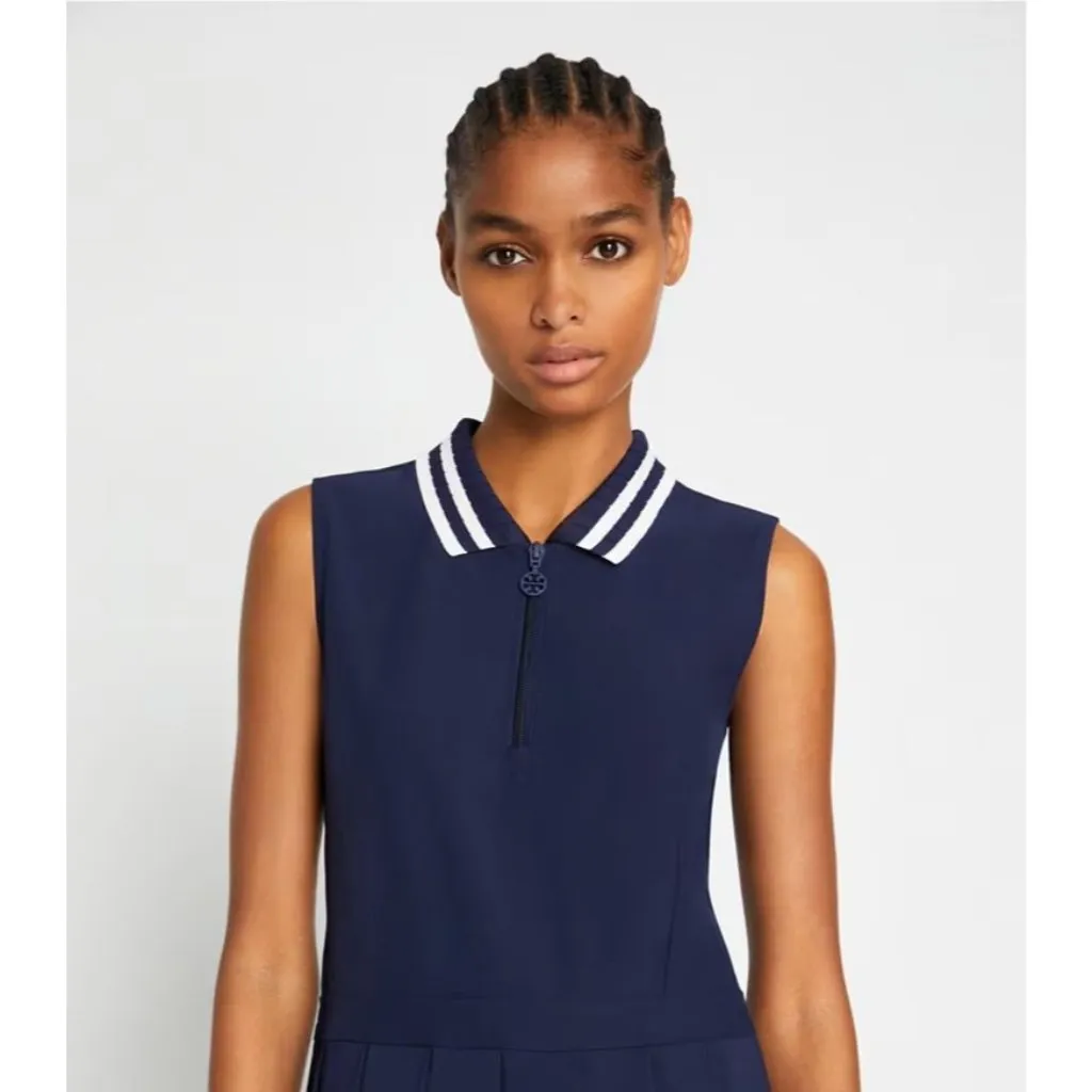 TORY BURCH Navy Blue White Collared Tennis Dress Size Large NEW NWOT - Image 2