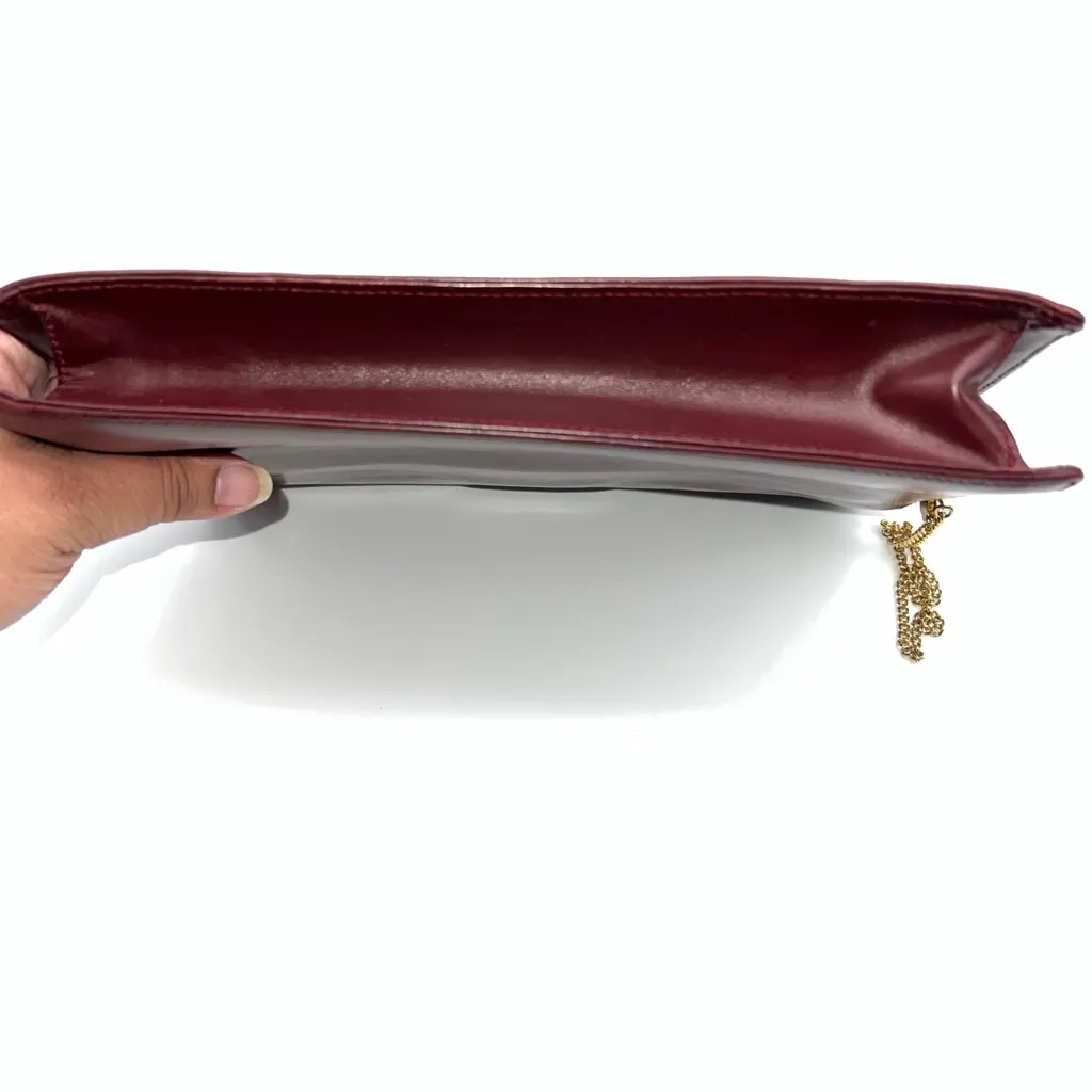 Cartier Must Line Vintage Classic Burgundy Leather Clutch-Detachable Wrist Chain - Image 6