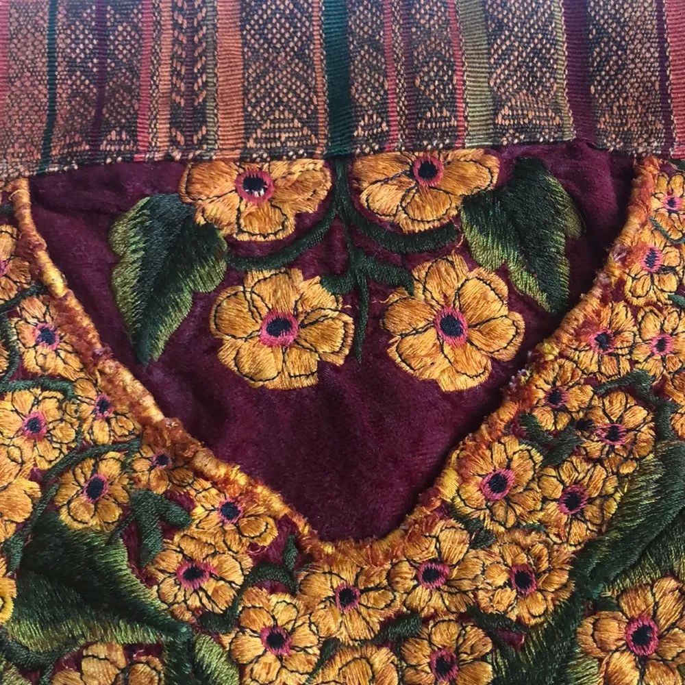 Boho Embroidered Tapestry Cottagecore Western Festival Retro Purse Tote Zip Bag Gold - Image 13