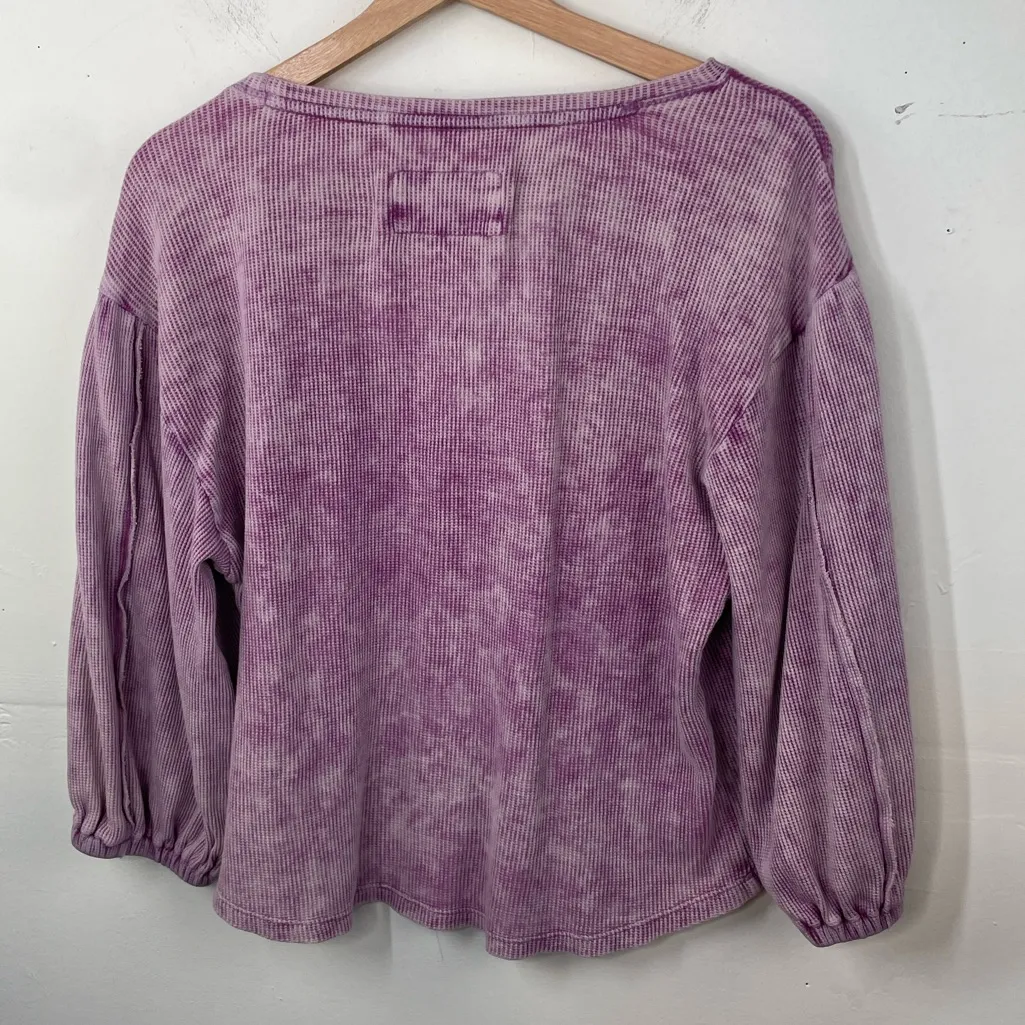 Pilcro Anthropologie Washed Waffle Thermal Sweatshirt size XS Lavender - Image 7