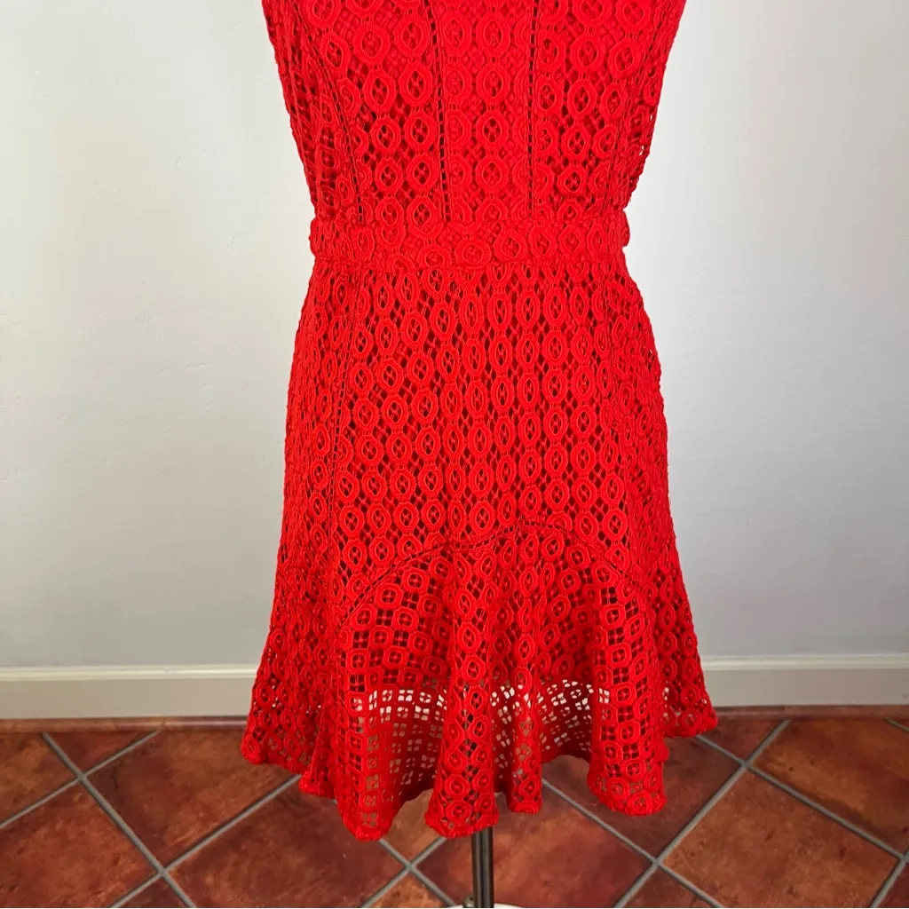 San & Soni Red Lace Flare Dress Size 4 - Image 5