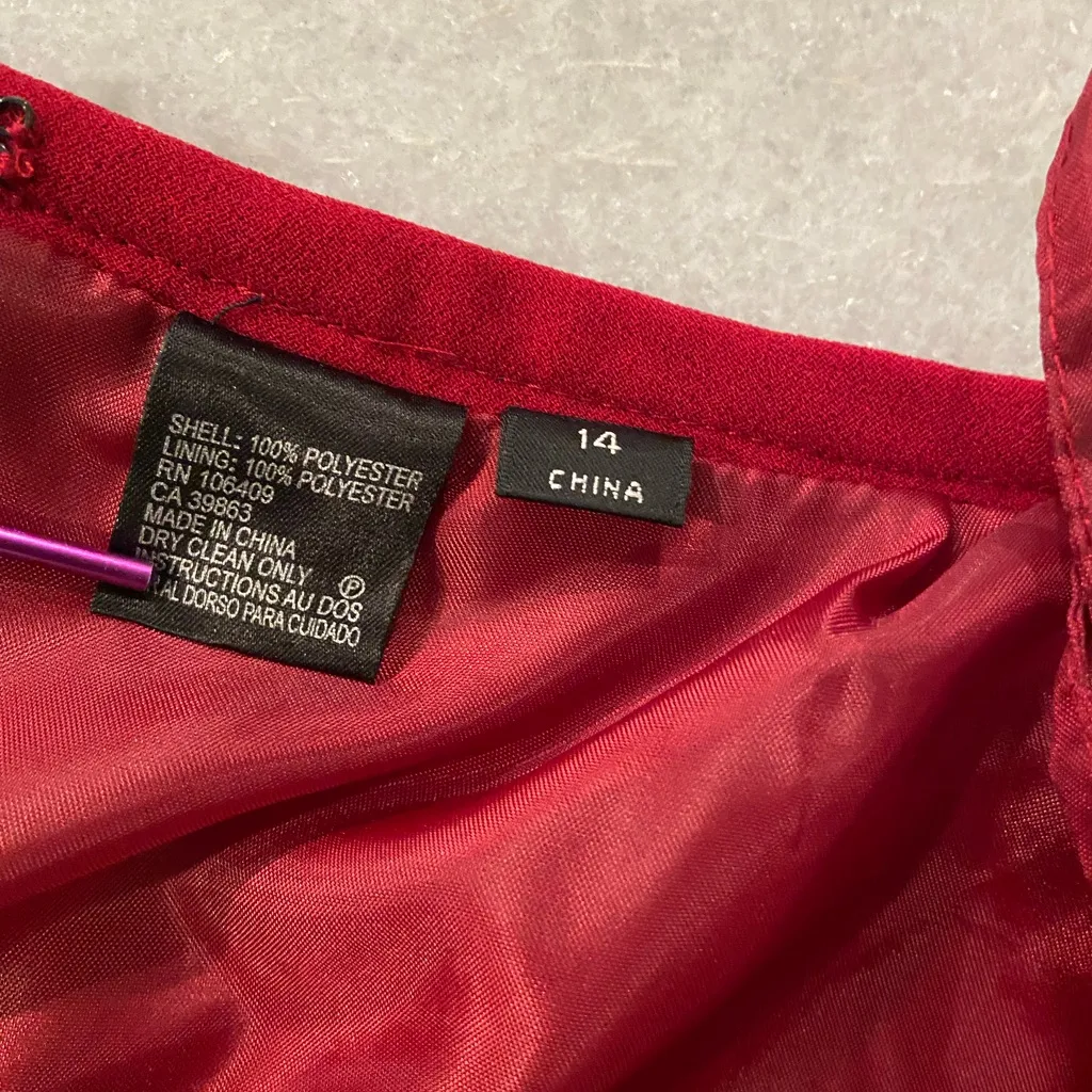 Red Lined Pleated Back Slit A Line Mini Skirt Size 14 Zip Back Flat Front - Image 8