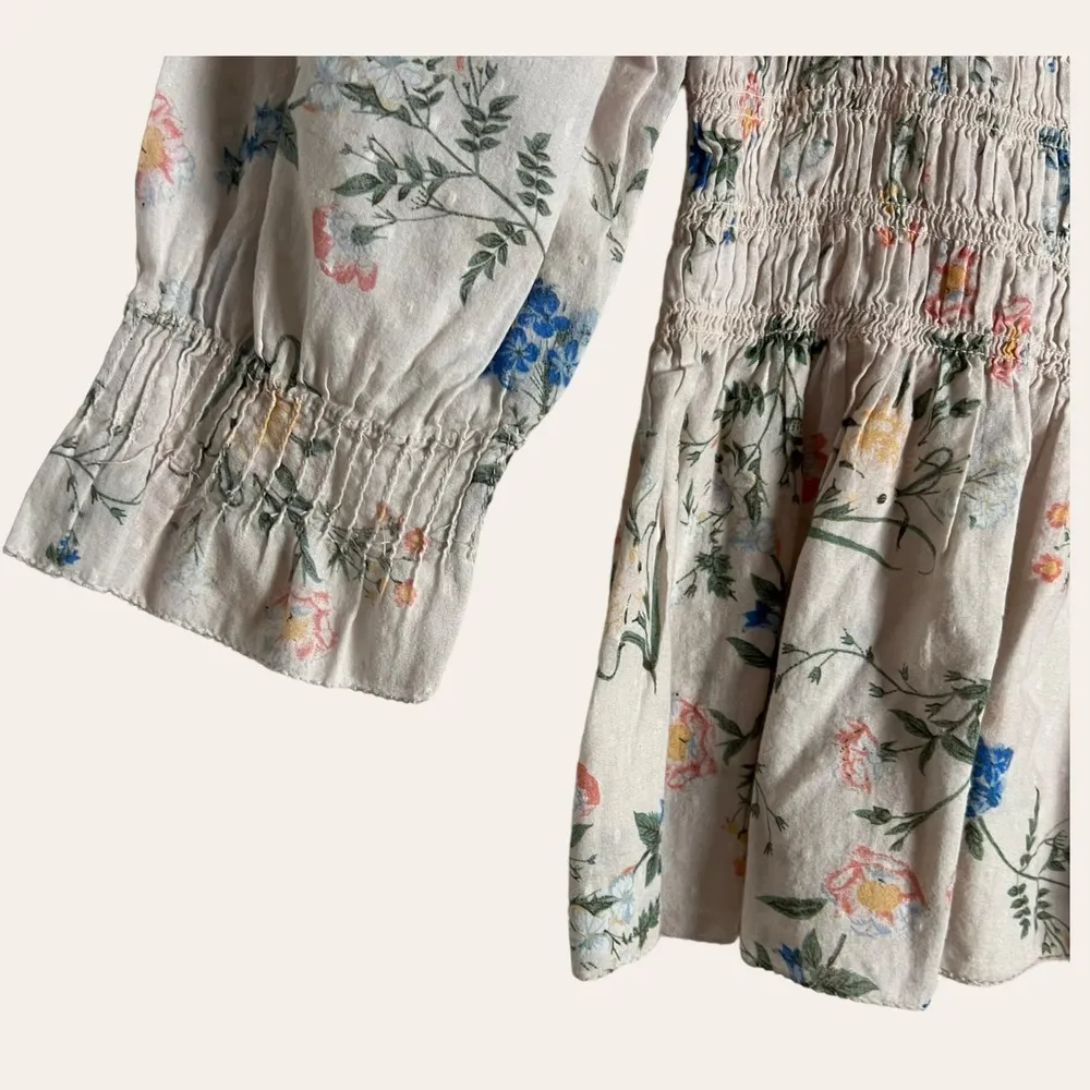 Saylor Clover Pink Floral Print Smocked Square Neck Puff Sleeve Top Size S - Image 10