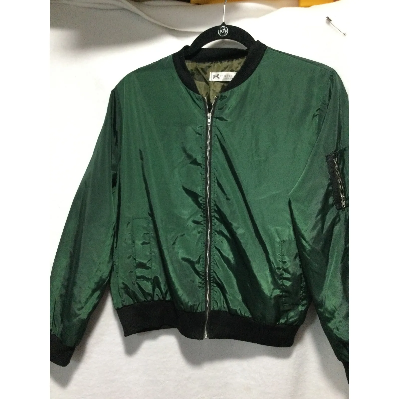 PartySu Green Bomber Jacket Lightweight Zip Up Casual Mens‎ Womens M Size M - Image 6