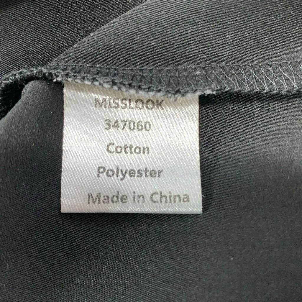 Misslook Blouse Womens XL Black Long Tab 3/4 Sleeve Button Up Top Office New NWT - Image 9