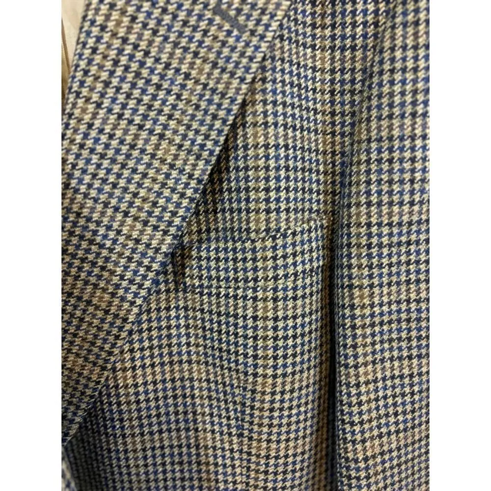 Men's Brooks Brothers Blazer, Brown & Blue Plaid, Size 42R - Image 3