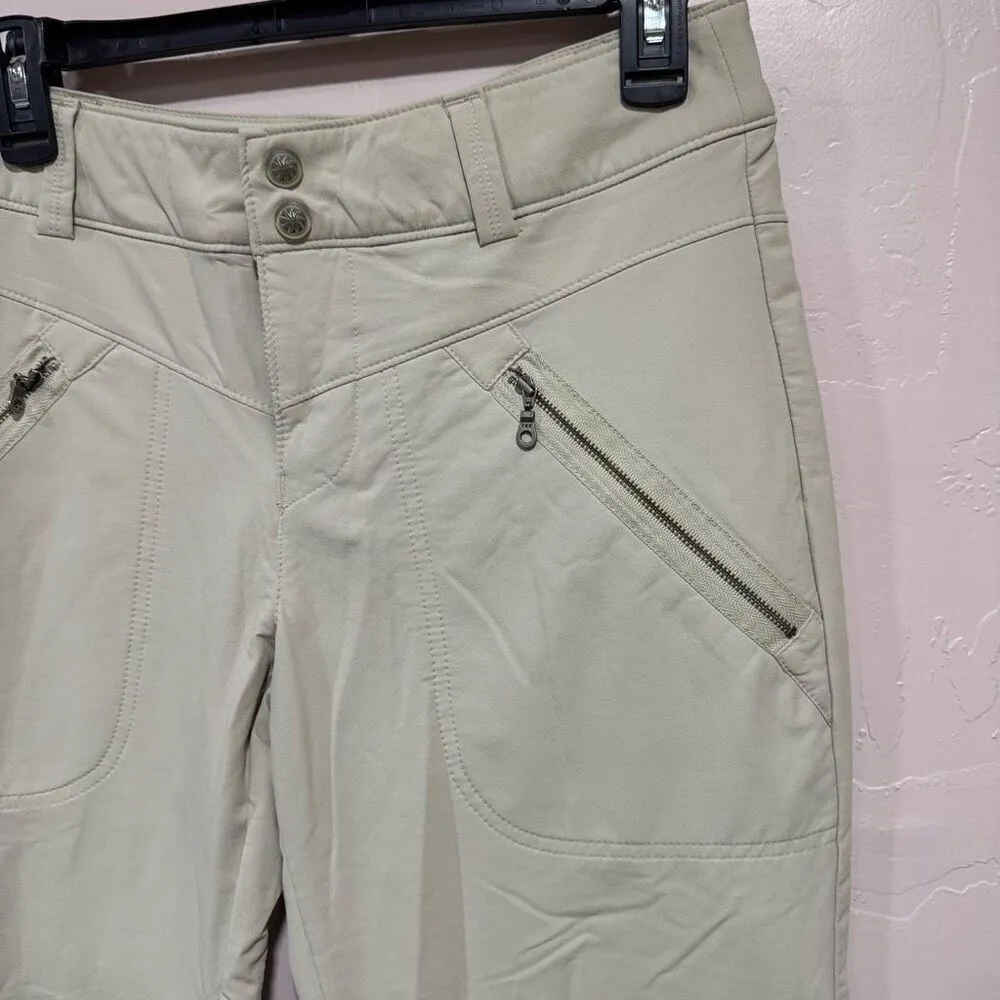 Athleta Pants Size 6 Flared Lightweight Lined Utility Mid Rise Nylon Beige - Image 4