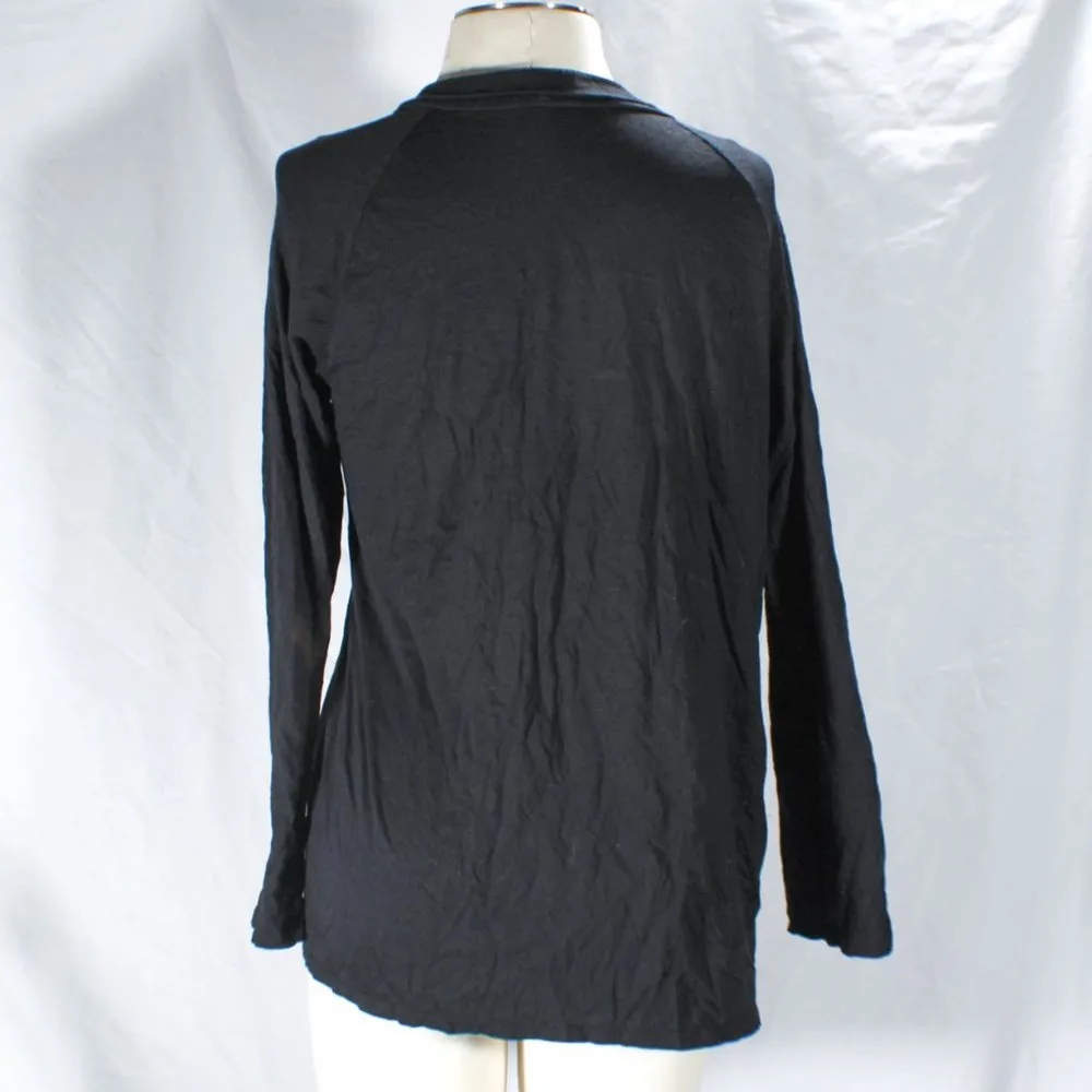 Classic Black Drape Open Cardigan Jennifer Aniston Style Casual Minimalist Size L - Image 4