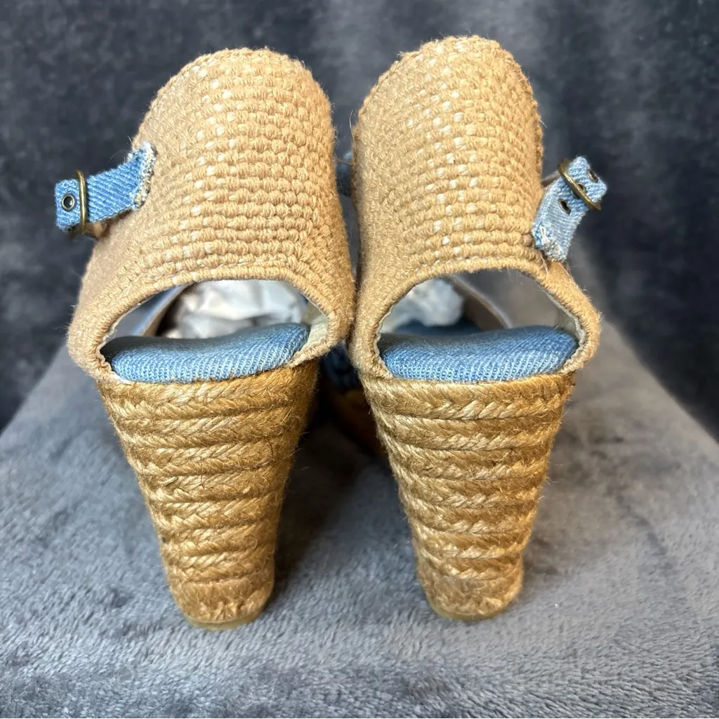 Viscata Barcelona Estartit Canvas Espadrille Wedge Heel Sandals Sz 40 Closed Toe Blue - Image 4
