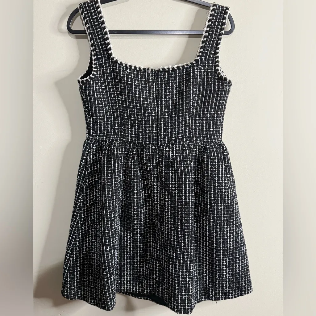 Cider Tweed U-Neckline Mini Dress in black and white - Image 5