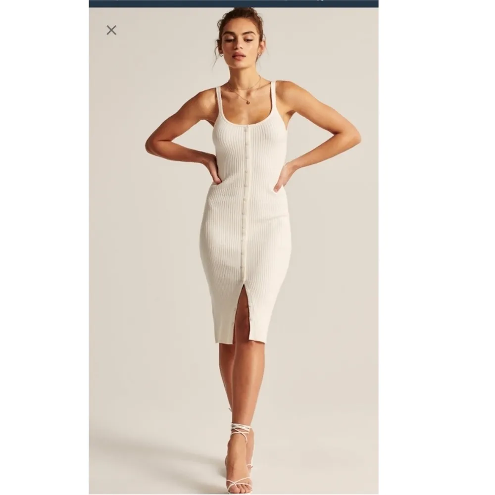 Abercrombie & Fitch Midi Ribbed Knit Dress Buttons Black Sz S - Image 3