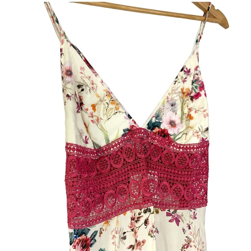 Charo Ruiz NEW Noa Crocheted Lace Floral Cotton Voile Asymmetrical Dress Large White - Image 5