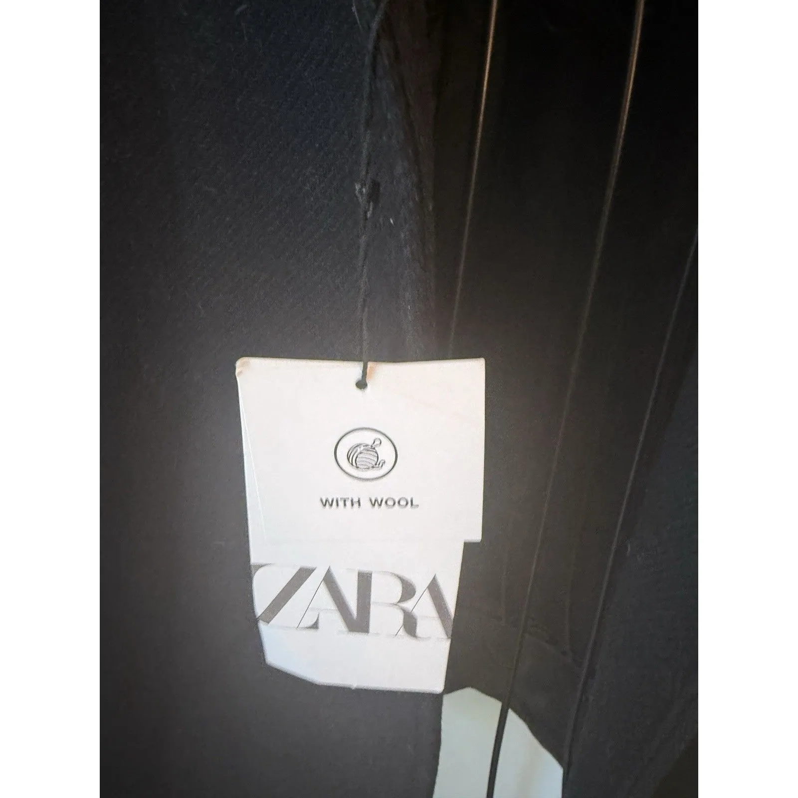 Zara Double Breasted Wool Blend Oversized Classic Long Coat Black Size L Blogger - Image 7