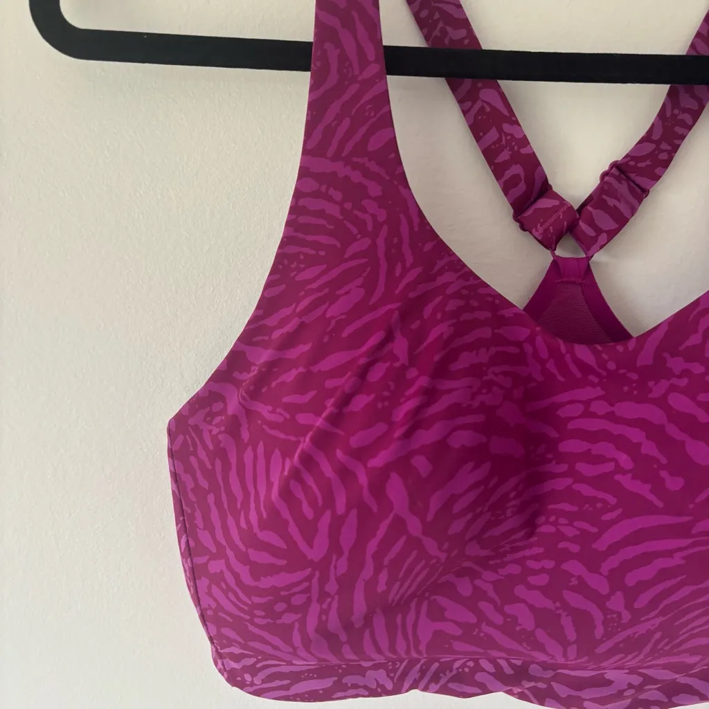 Athleta Advance Printed Sports Bra Fiji Magnolia Pink Animal Striped Zebra 36D - Image 2