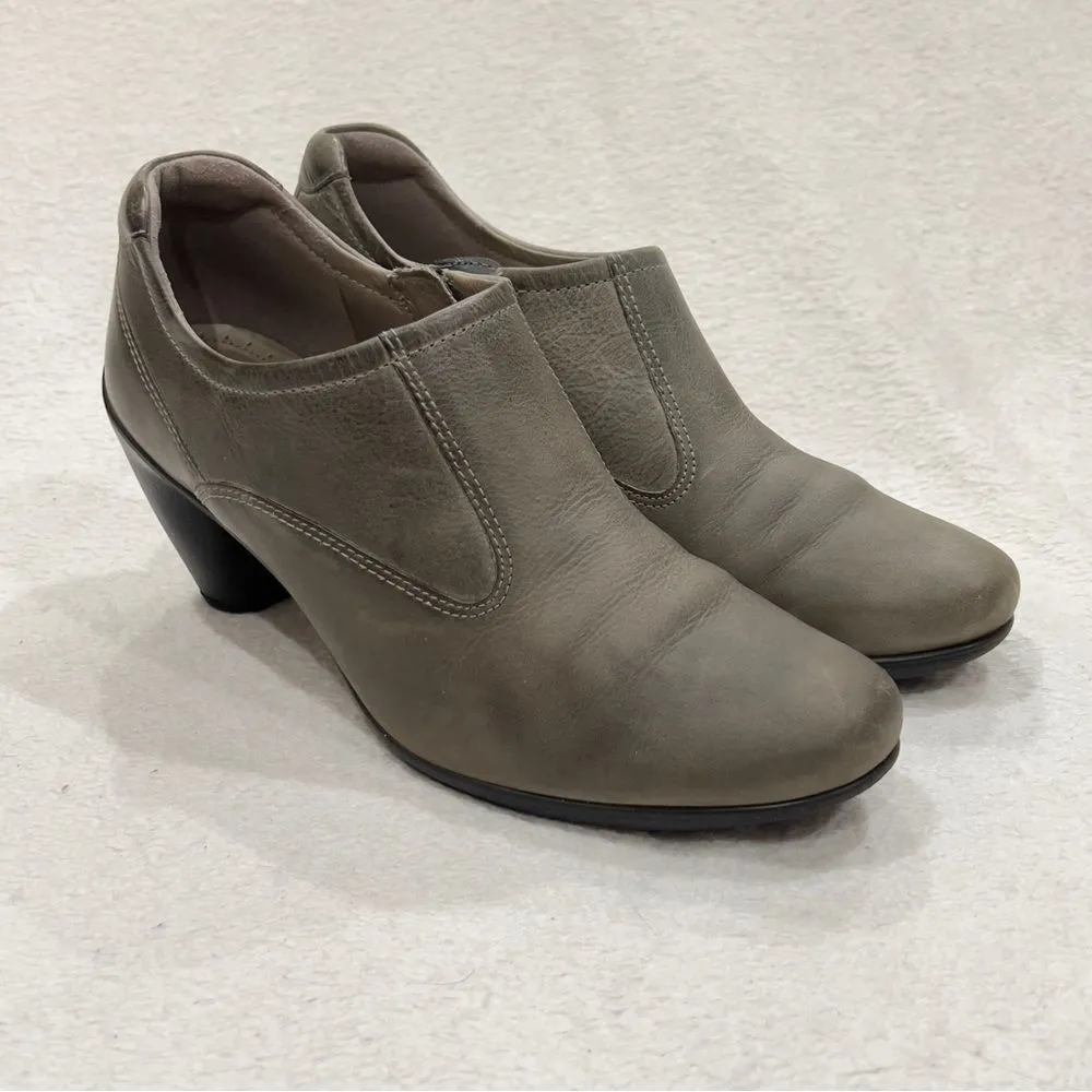 Ecco Gray Leather Ankle Heel Bootie EU39 - Image 4