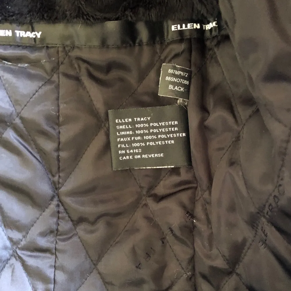 Ellen Tracy Black Hooded Mid Thigh Length Women's Winter Jacket Size XS - Image 5
