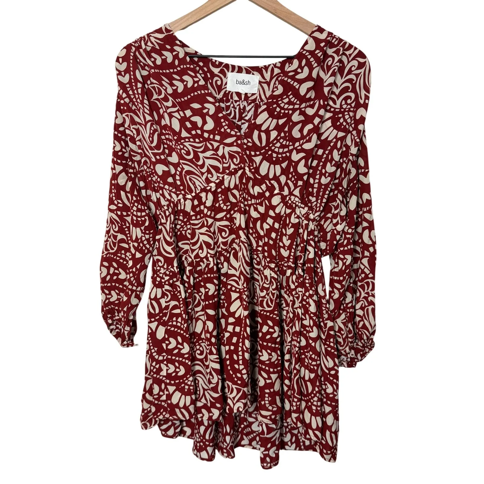 ba&sh Kimy Terracotta Print Viscose Lady Dress Size Large boho cottage fairy - Image 2