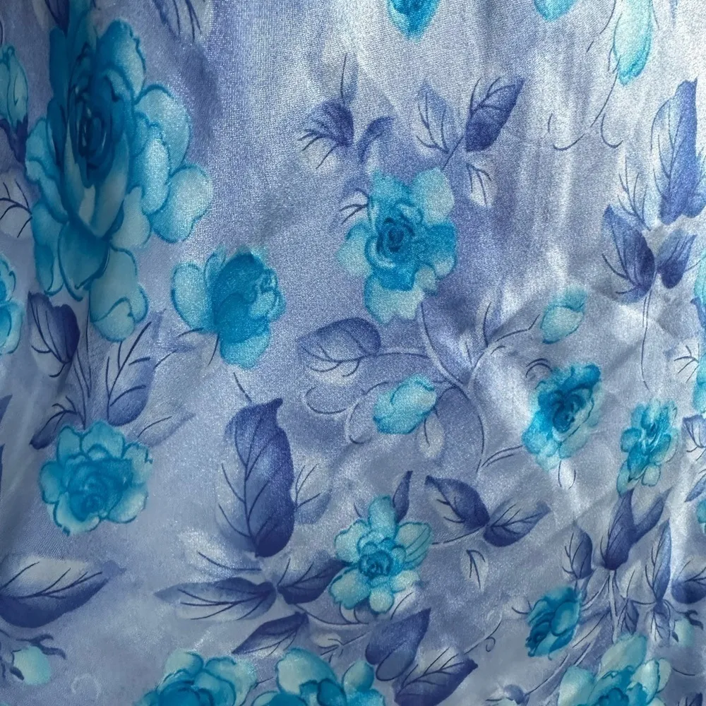 Vintage 90’s floral slip dress lace up chest dainty romantic whimsygoth size S Blue - Image 4