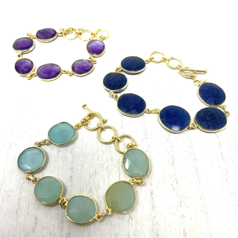 Sterling silver bracelets, 18K gold overlay and semiprecious stones/Amethyst - Image 7