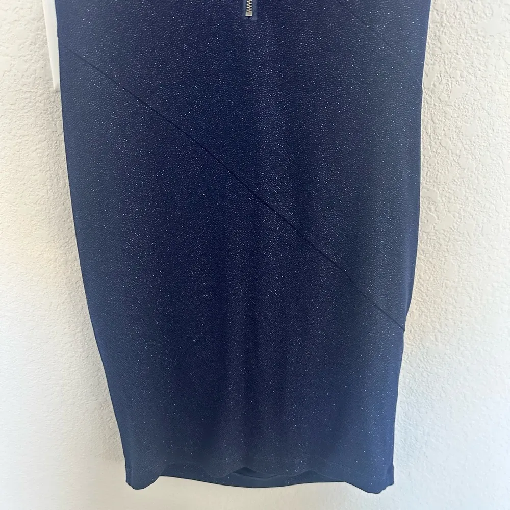 Alice + Olivia Annabelle Navy Blue Sparkly Glitter Bodycon Ruched Dress Size 6 - Image 7