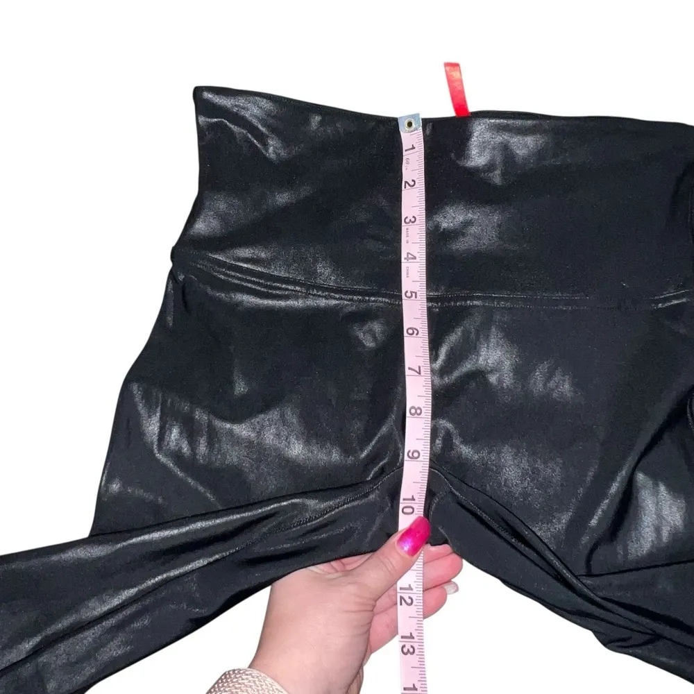Spanx Women Black Faux Leather Tummy Control Shapewear Pull On Leggings Large LT - Image 6