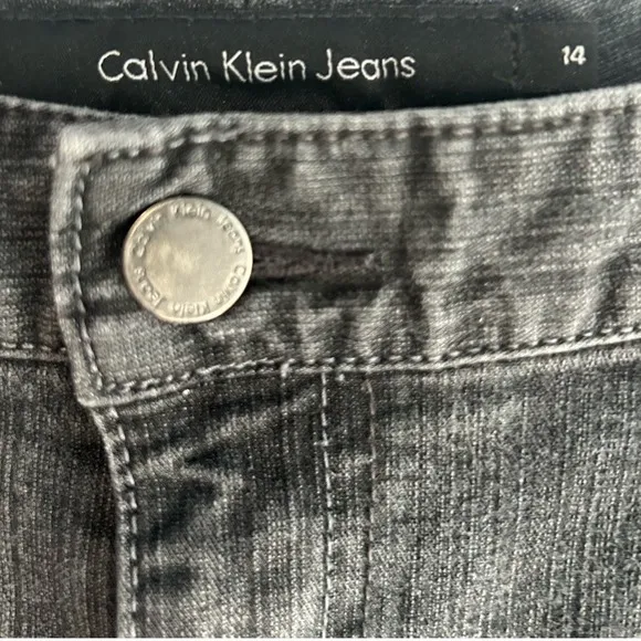 Calvin Klein Jeans Women 14 Faded Black Denim Bootcut Jeans Grunge Punk Goth Y2K - Image 5