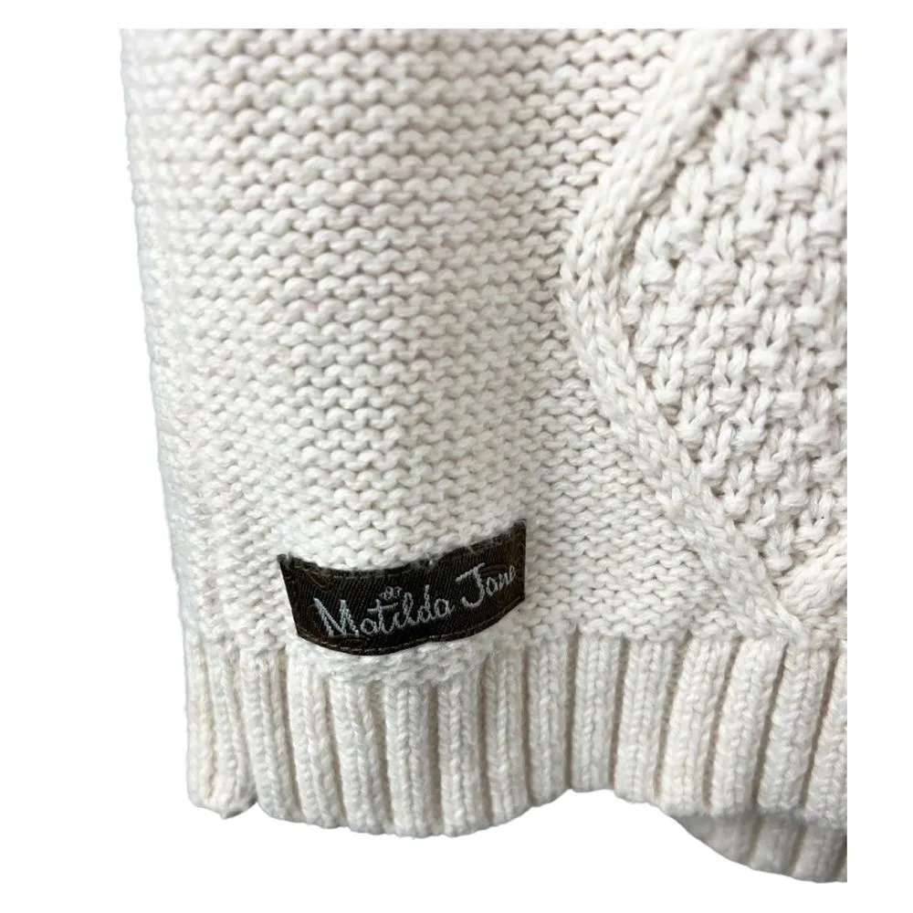 Matilda Jane women’s xs cardigan ivory cable knit balloon 3/4 sleeve mommy & me - Image 3