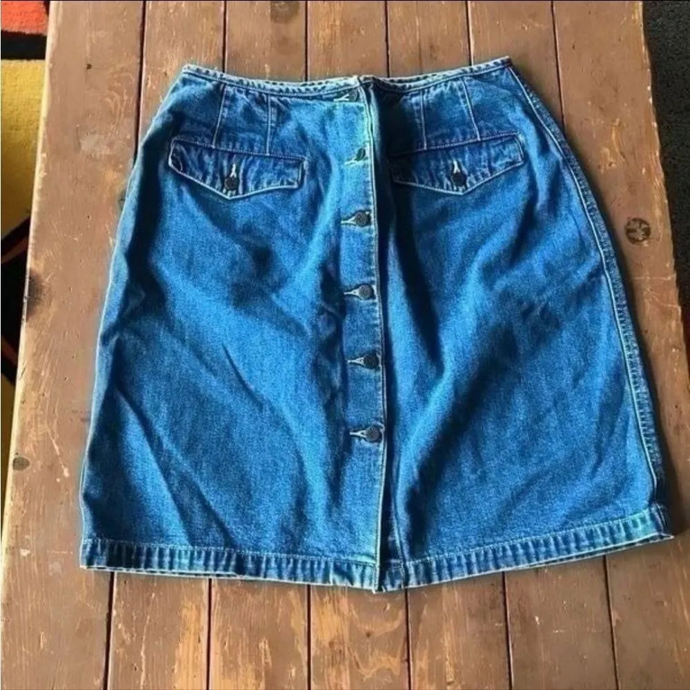 Eddie Bauer  Denim Button Front Skirt - Image 2
