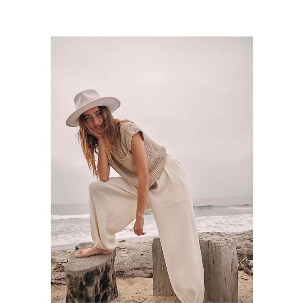 Free People Beach Freya Knit Pants Balloon Tapered Wide Leg Pant Linen Blend XS - Image 4