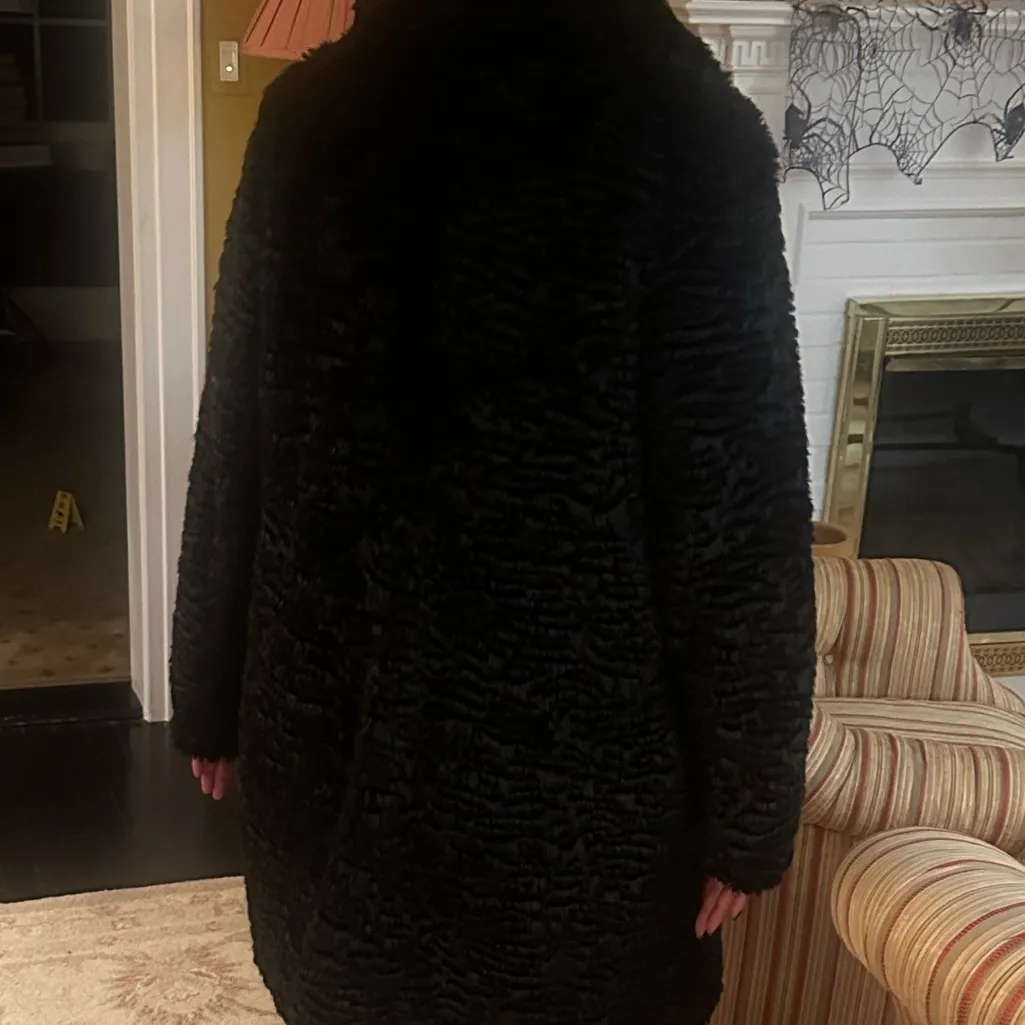 Eliza J faux Persian lamb black coat stylish and fun XL perfect lining $325 - Image 11