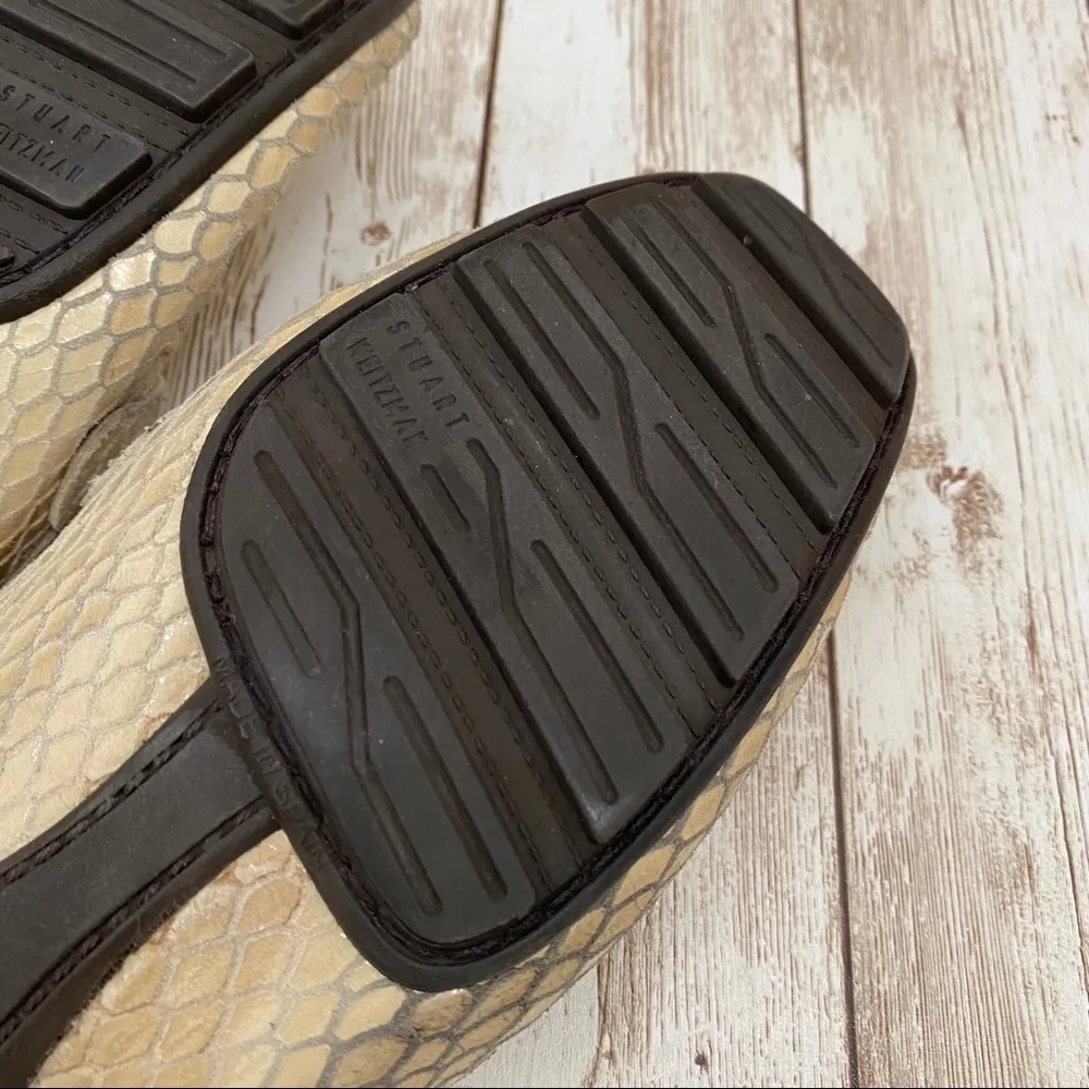 Stuart Weitzman CIA Beige Snakeskin Mules Loafers - Image 11