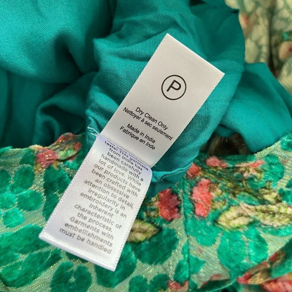 HEMANT AND NANDITA‎ Short Dress With Tie Up Belt in Teal Blue Size XXS - Image 10