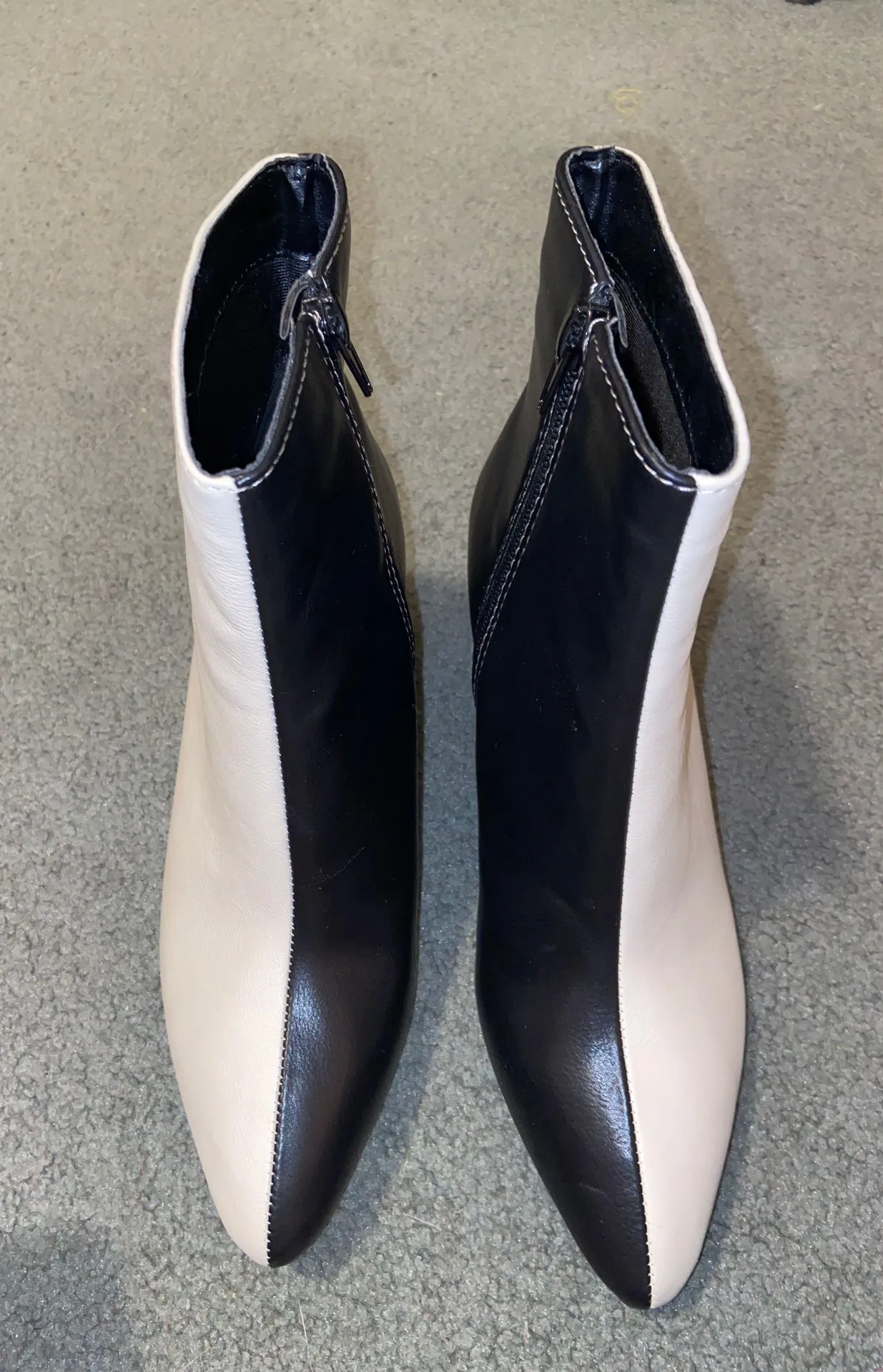 Bamboo Color Block Black And White Heel Boots - Image 3