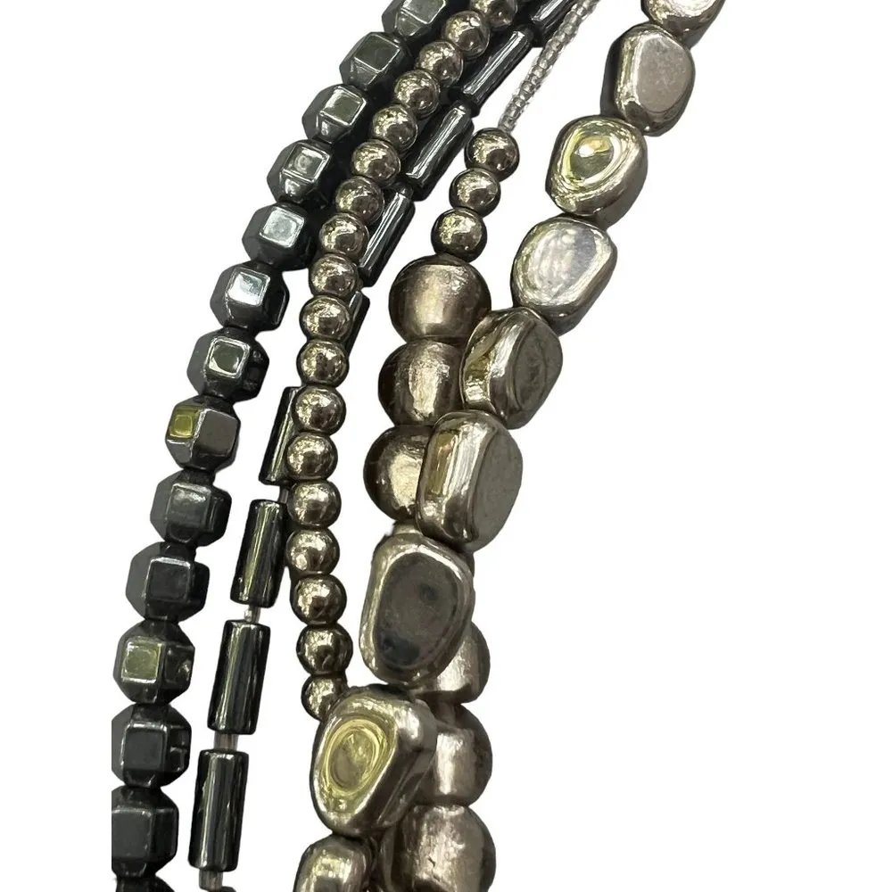 Retired Silpada Hailstone Necklace 5 Strand Sterling Silver Hematite N1936 20" - Image 3
