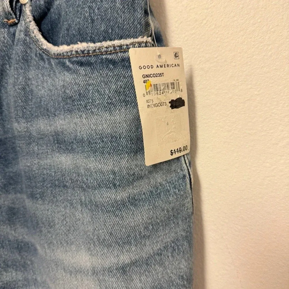 NWT $141 Good American Good 90s Bermuda Shorts - High Waist Cut-Off Denim Shorts - Image 4