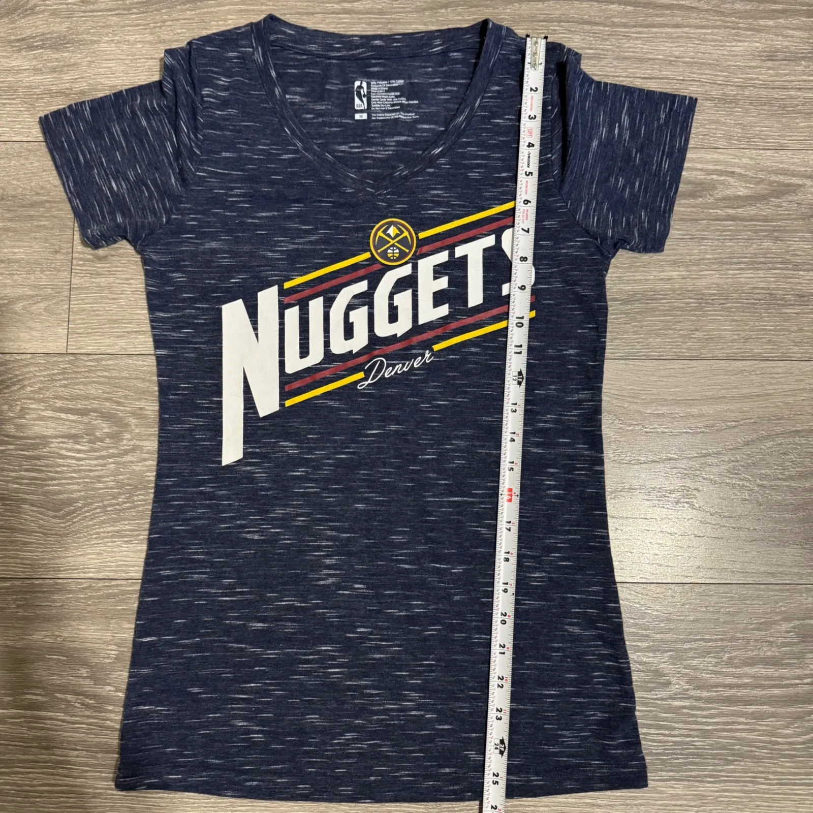 Womens NBA Denver Nuggets Nostalgia  V Neck T Shirt Size Medium Heathered Blue - Image 11