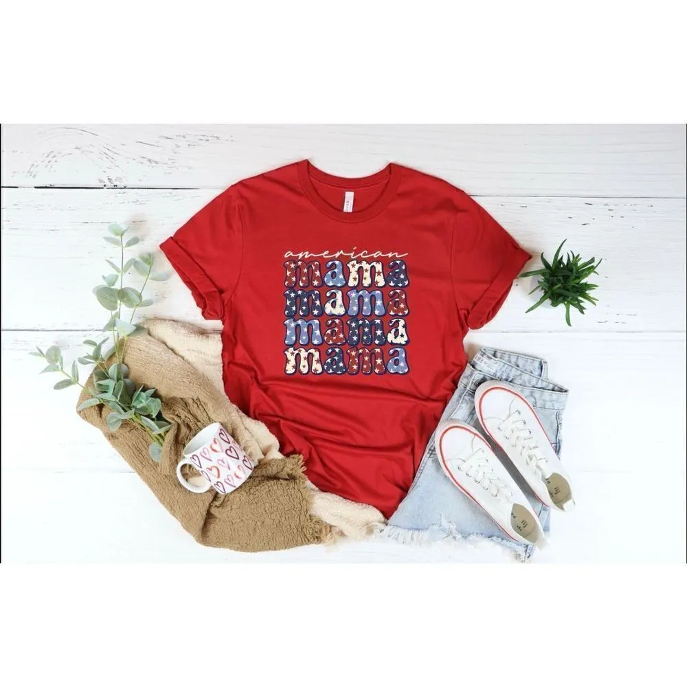 Womens Texas Girl Boutique American Mama Patriotic Graphic Tee Shirt - Image 2