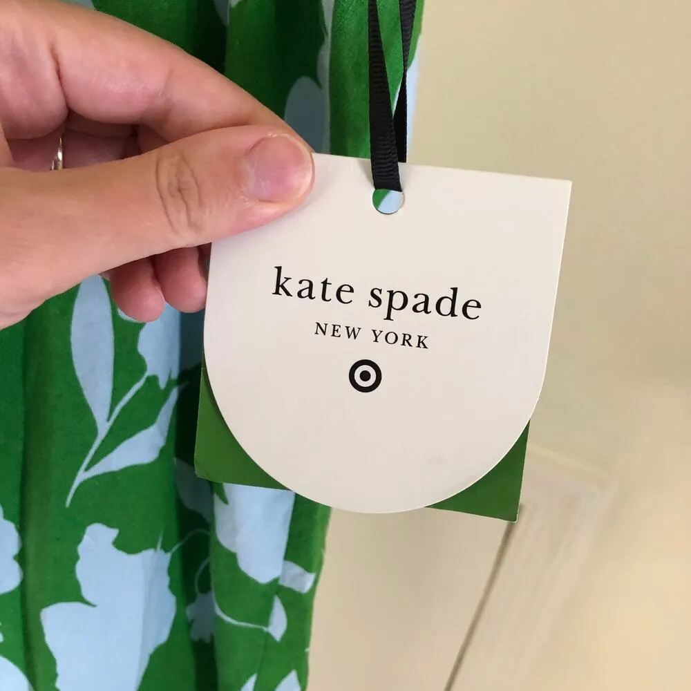 Kate Spade x Target NWT Women's Classic Rose Linen Fit & Flare Midi Skirt XXL Green - Image 5