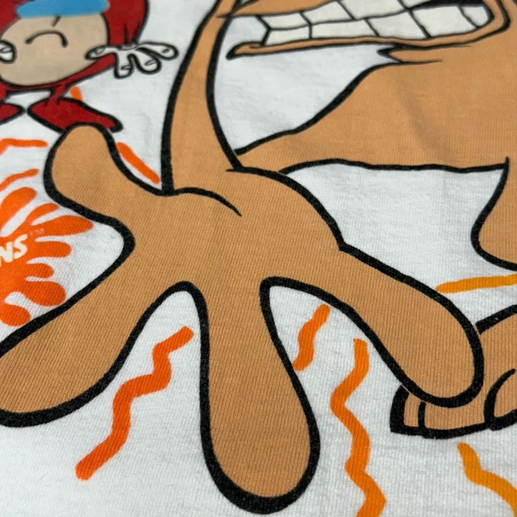 Vintage 90s Ren & Stimpy “What Is It Man?” Graphic T-Shirt White Medium EUC - Image 11