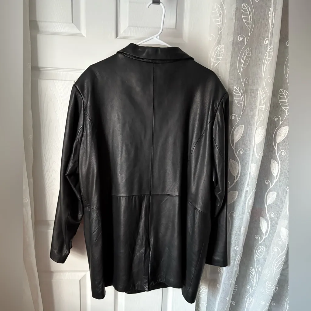 Kathy Ireland vintage Genuine Leather Jacket women plus sz 2X Classic buttons up - Image 8