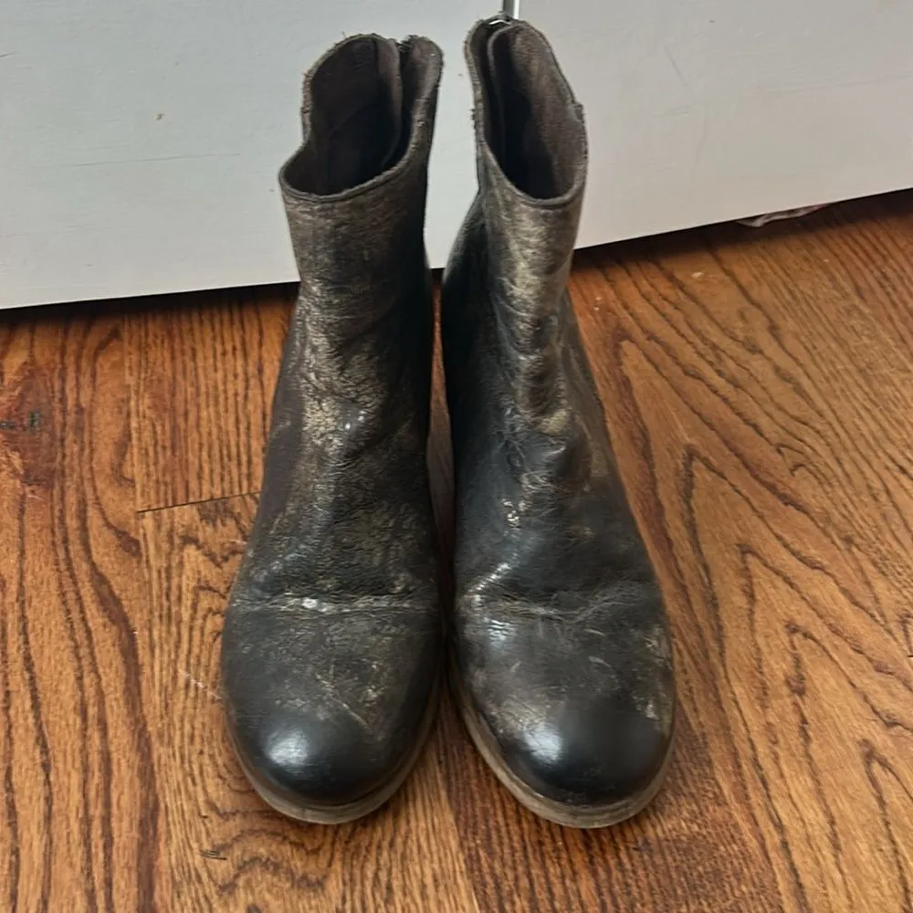 Diba True Wedge Ankle Distressed Leather Boot Size 8.5 Brown - Image 2