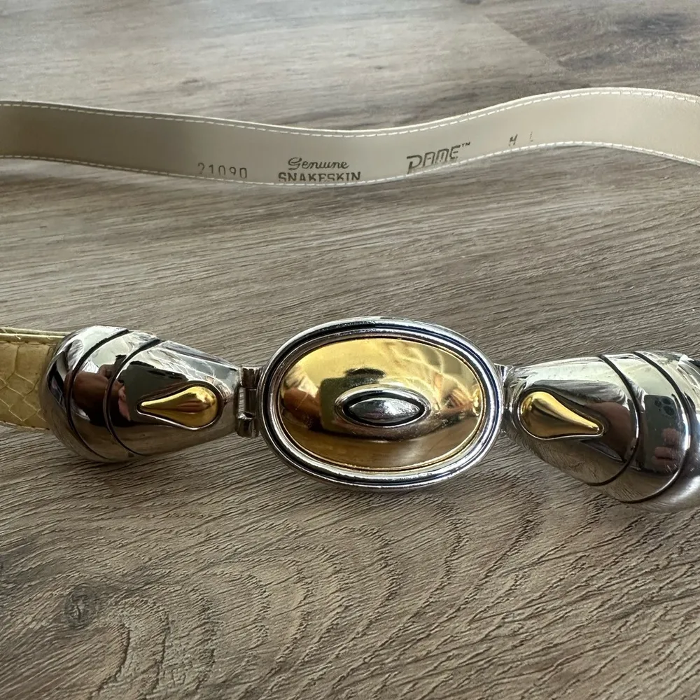 Vintage Dame Snakeskin Belt Yellow - Image 2