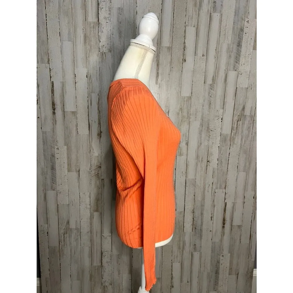 NWT Frnch Paris Women's Orange Cardigan Sweater Medium Long Sleeve Casual - Image 6