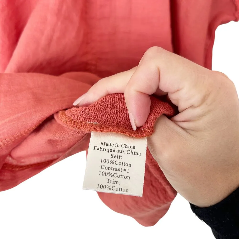 Anthropologie Saturday Sunday Orange Aurelia X Back Shirt Sz S - Image 3