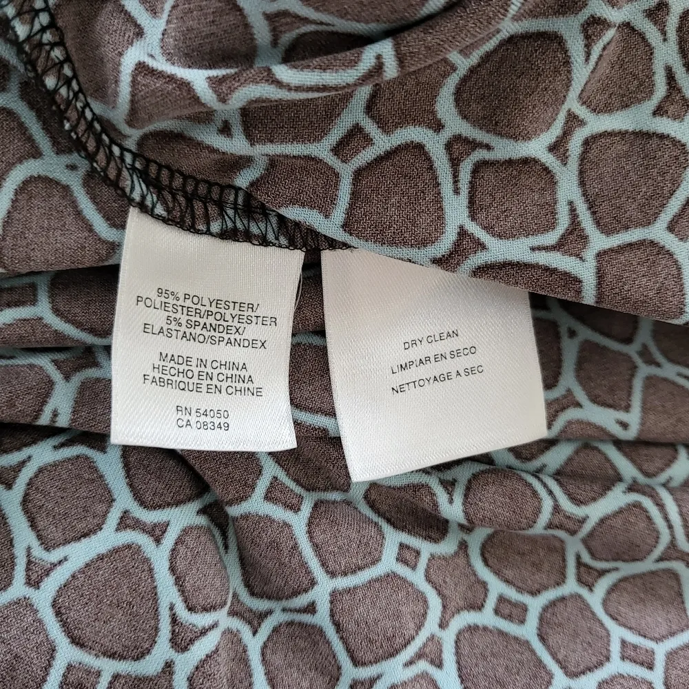 Jones Wear Dress Sleeveless Teal Patterned Midi Flared Dress Size 14 - Image 5