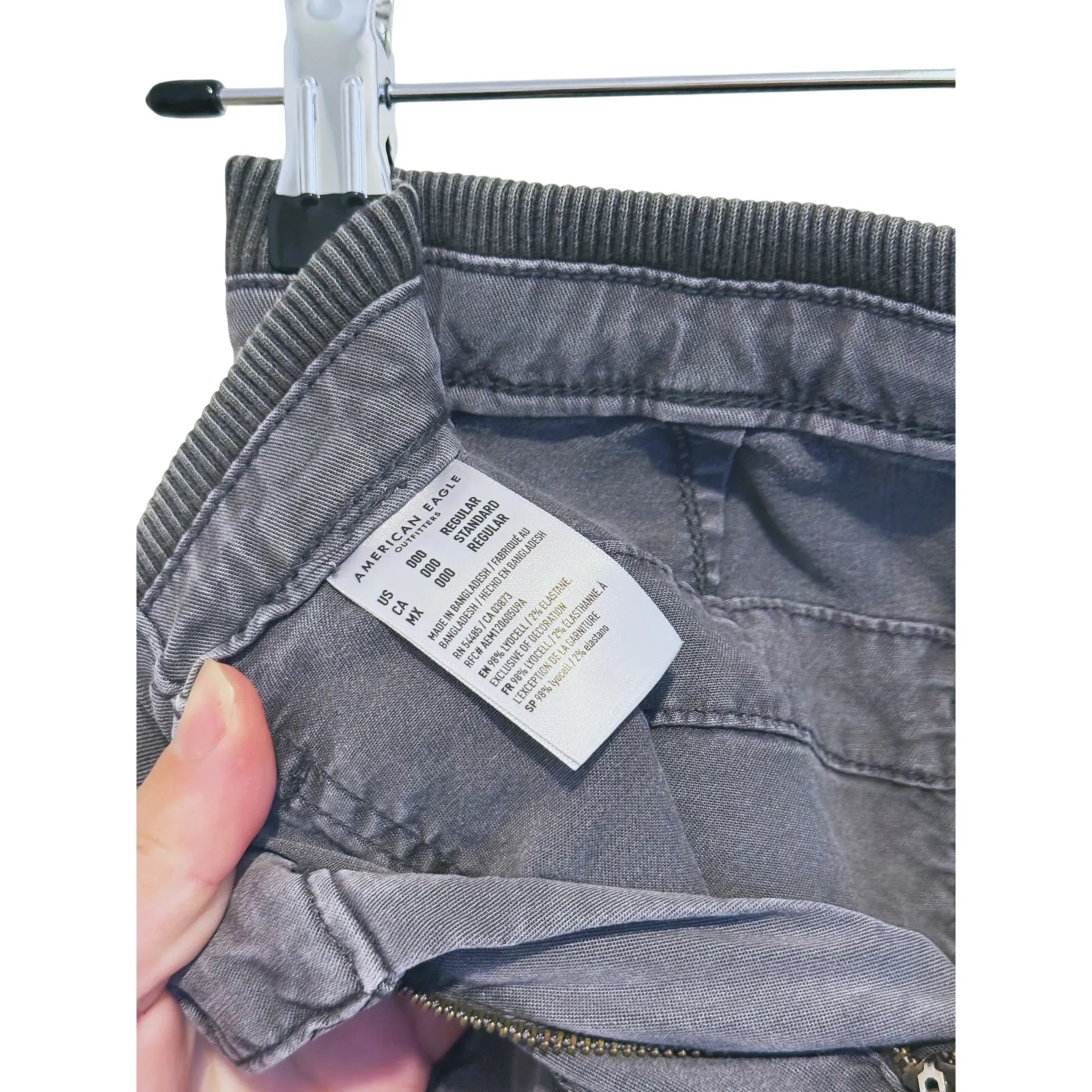 American Eagle Y2K Parachute Utility Cargo Pants 000 Gray Gorpcore Streetwear - Image 7