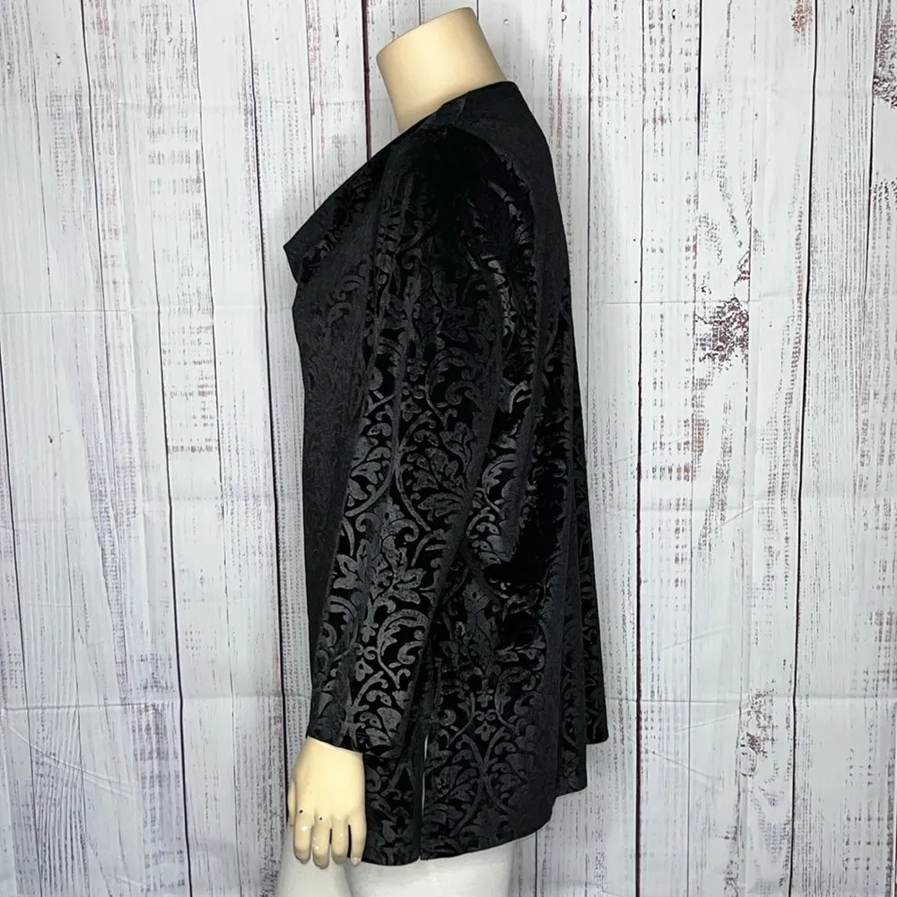 Isaac Mizrahi Live! Size XLP Embossed Velvet Damask Flocked Cowl Neck Blouse Top - Image 2