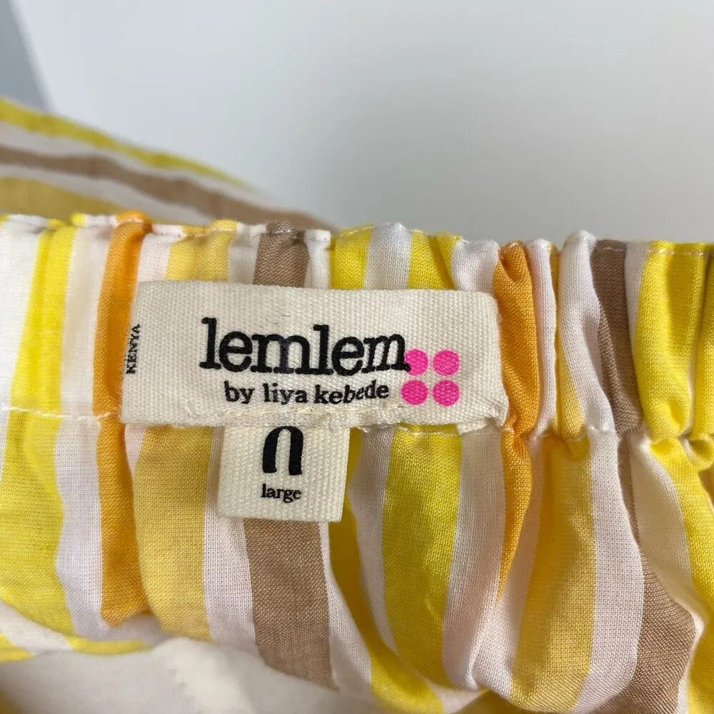 LemLem Zeritu Bahiri Yellow Striped Strapless Ruffle Maxi Dress Large New - Image 8